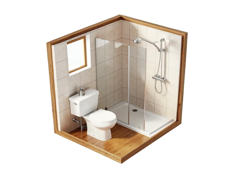 3-piece bathroom illustration